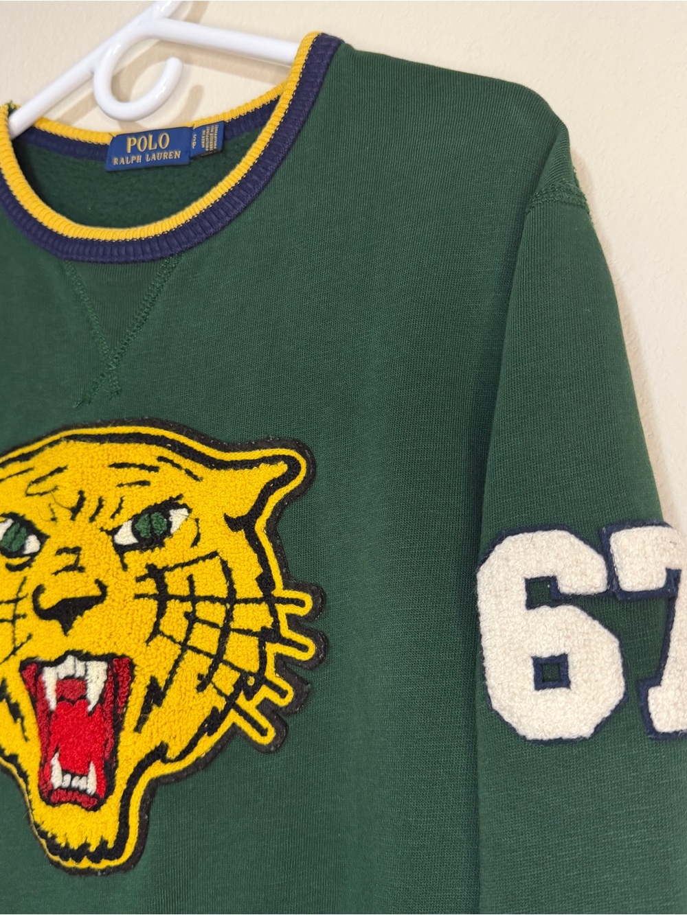 Polo Ralph Lauren Tiger Patch RL67 Sweatshirt Crewneck Varsity Football P Wing - Picture 3 of 6